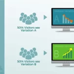 A/B Testing - shows 2 tests with equal users one results in more conversions = winner